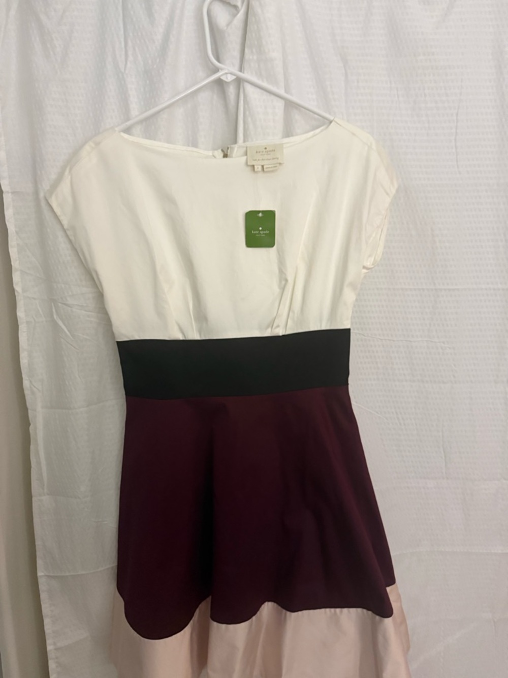 kate spade Ivory, Black & Plum Colorblock Fit-and-Flare Dress